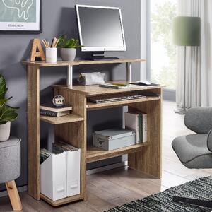 FineBuy Tavolo per computer Sonoma 94x90,5x48,5 cm Tavolo moderno per laptop con ripiano estraibile per tastiera Tavolo per PC con ripiano per stampante Tavolo salvaspazio Tavolo per laptop