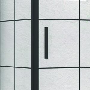 Box doccia nero 100x70 scorrevole e laterale fisso vetro a quadrati neri NICO-D3000S - KAMALU