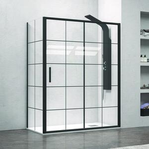 Cabina doccia 110x80 profili neri e vetro con riquadri neri NICO-D3000S - KAMALU