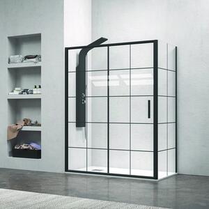 Cabina doccia nera 120x70 scorrevole vetro a quadrati neri NICO-D3000S - KAMALU