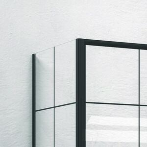 Box doccia nero 100x70 scorrevole e laterale fisso vetro a quadrati neri NICO-D3000S - KAMALU