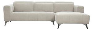 Divano ad angolo destro 3 posti con poggiatesta regolabili in tessuto ciniglia beige e metallo L236.5 cm NORELL