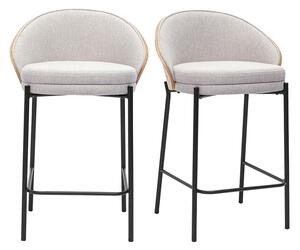 Sgabelli da bar in tessuto effetto velluto beige, legno scuro e metallo H65 cm (set di 2) TUCSON