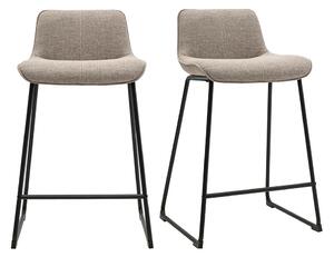Sgabelli da bar in tessuto taupe e metallo nero H65 cm (set di 2) BOOST