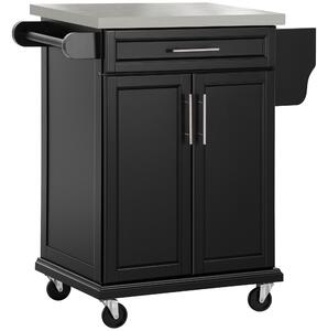 HOMCOM Carrello Da Cucina In Legno - Con Cassetto, Armadietto, Ruote, 83x45x88 Cm, Nero - Foto 9