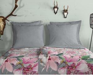 Biancheria da letto singola in flanella rosa e grigia 140x200 cm - HIP