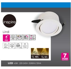Faretto da incasso LED integrato Lindi tondo bianco, foro incasso 8,3 cm luce passaggio dal bianco caldo al bianco neutro