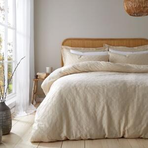 Biancheria da letto beige in cotone per letto matrimoniale 200x200 cm Waffle Circle - Bianca