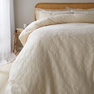 Biancheria da letto beige in cotone per letto matrimoniale 200x200 cm Waffle Circle - Bianca