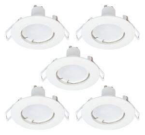 Set da 5 pezzi Faretto da incasso LED Fix tondo bianco, foro incasso 12,2 cm luce bianco naturale