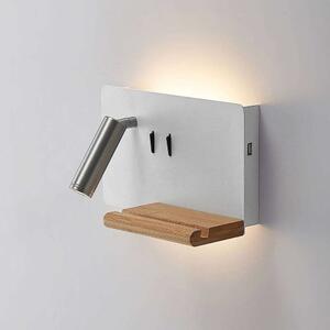 Lucande - Kimo LED Quadrato Shelve Applique da Parete USB Bianco/Nickel