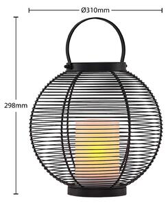 Lindby Mairuna lanterna LED solare, nero, 30,8 cm
