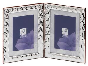 Portafoto doppio con cornice Fascia TORCIGLIONE Verticale PER FOTO 10x15 cm in lastra di argento