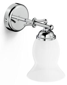 Lampada da Bagno Applique Cromo LINEA RETRO' Dimensione 11x19,5 x h 23 cm Lampada in Vero bianco satinato finitura cromo vintage