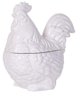 Contenitore per Alimenti Bianco in Ceramica a Forma di Gallo Decorazione Pasquale Beliani