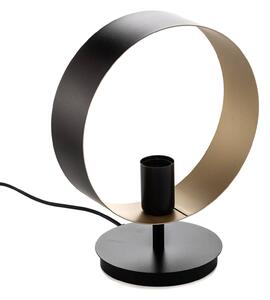 Lampada da tavolo Hula design anello, nero/oro