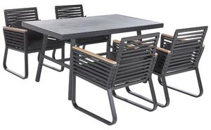Set da pranzo da giardino 4 posti metallo Nero alluminio finitura opaca tavolo da esterno 4 sedie cuscini moderno Beliani