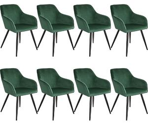 Tectake 404029 8x sedia marilyn effetto velluto nero - verde scuro/nero