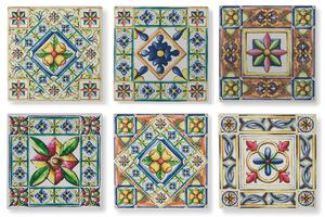 Set 6 Sottopentola Quadrato In Ceramica Fondo In Sughero 16x16 Cm Villa Deste Home Tivoli Costiera