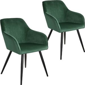 Tectake 404026 2x sedia marilyn effetto velluto nero - verde scuro/nero