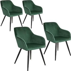 Tectake 404027 4x sedia marilyn effetto velluto nero - verde scuro/nero