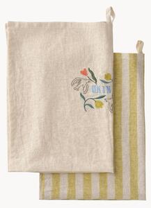 Set di 2 strofinacci in misto lino a righe Elly