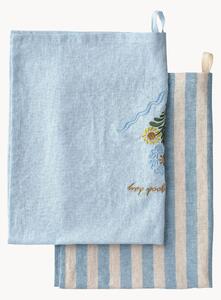 Set di 2 strofinacci in misto lino a righe Elly