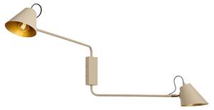 Lampada da parete moderna tortora con interno color oro orientabile a 2 luci - Lune