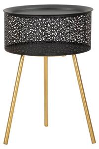 Tavolino laterale Blacky di Mauro Ferretti, diametro 35 cm, altezza 50 cm, colore nero e dettagli dorati