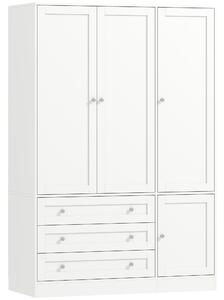 HOMCOM Armadio moderno con barra appendiabiti, 3 cassetti e ripiano regolabile, bianco | Aosom Italy