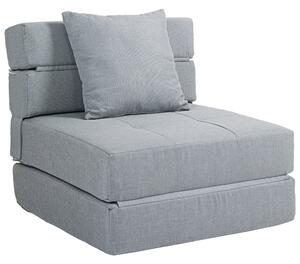 HOMCOM Poltrona Letto Singolo da Terra Pieghevole con Cuscino Incluso, 70x70x61 cm, Grigio Chiaro | Aosom Italy