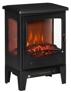 HOMCOM Camino Elettrico Effetto Fiamma e 3 Lati Aperti, Temperatura Regolabile 900W-1800W, Copertura 20-25m², 39x26x54.8cm, Nero