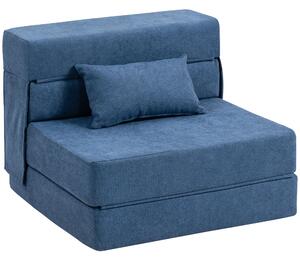 HOMCOM Poltrona Letto Pieghevole Convertibile in Chaise Longue e Materasso, 80x80x64 cm, Blu Scuro | Aosom Italy