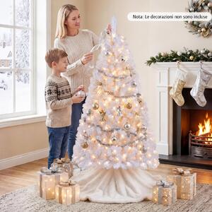 Costway Albero di natale innevato con 160 luci LED, Albero di natale artificiale con 474 rami 8 modalità di illuminazione e base pieghevole