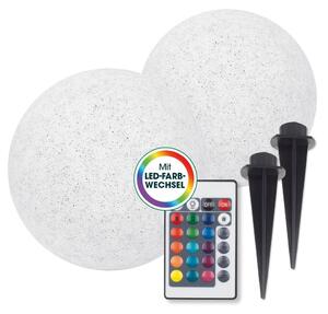 Set di 2 luci solari EASYmaxx, con LED a cambio di colore, aspetto pietra, 30 cm, adatte per piscine e stagni