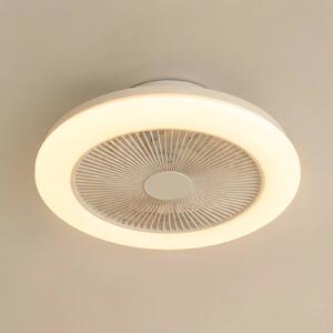 Ventilatore da soffitto LED Lindby Vedin, bianco, DC, Ø 45 cm, RGBW Vedin Lindby, dimmerabile, Bianco / Opale, Soggiorno / Sala da pranzo, Plastica, Moderno