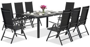 Mobili da giardino in alluminio Polywood Verona per 8 persone Garden Point nero