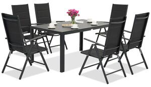 Mobili da giardino in alluminio Polywood Verona per 6 persone Garden Point nero