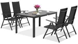 Mobili da giardino in alluminio Polywood Verona per 4 persone Garden Point nero