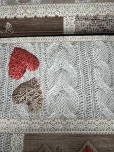 Tessuto di cotone Shabby love cuori rossi, h. 145 cm