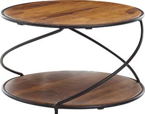 Tavolino 58x58x35 cm in legno massiccio di sheesham / metallo tavolino rotondo | Wohnling