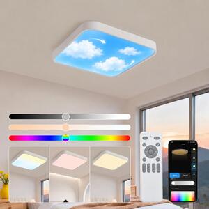 Plafoniera LED 698-FX quadrata, 50x50 cm, 80 W RGBIC con APP e telecomando, cielo dinamico ed effetti di luce naturale timer dimmerabile 10-100%, 1800-12000K