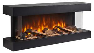 Caminetto elettrico da parete Xaralyn - Disegno 90SB - legno nero - 1400 Watt di riscaldamento - con telecomando - caminetto elettrico a 3 lati - caminetto decorativo