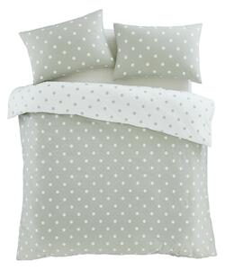 Set copripiumino e federa bianco e verde in flanella per letto matrimoniale 200x200 cm Polka Dot – Catherine Lansfield