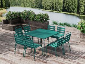 Sala da pranzo da giardino un tavolo L.120cm e 8 sedie imp. in Metallo Verde Petrolio - MIRMANDE di MYLIA