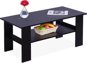 Tavolino Relaxdays, LxPxA: 43,5x100x50 cm, tavolino da salotto con ripiano inferiore, tavolino da caffè, tavolino da divano moderno, nero