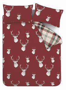 Set copripiumino e federa rosso per letto matrimoniale e per letto esteso 230x220 cm Munro Stag Check – Catherine Lansfield