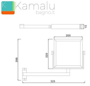 Specchio ingranditore orientabile 20x20cm per alberghi finitura cromata SP-3592 - KAMALU