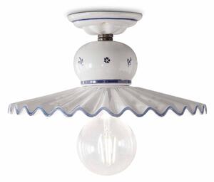 Lampada da soffitto Media stile rustico in ceramica decorata a mano Roma Diametro ?31xh 14 cm - Attacco Lampada E 27 Ceramica, Metallo