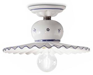 Lampada da soffitto piccola stile rustico in ceramica decorata a mano Roma Diametro ?23xh 13 cm - Attacco Lampada E 27 Ceramica, Metallo